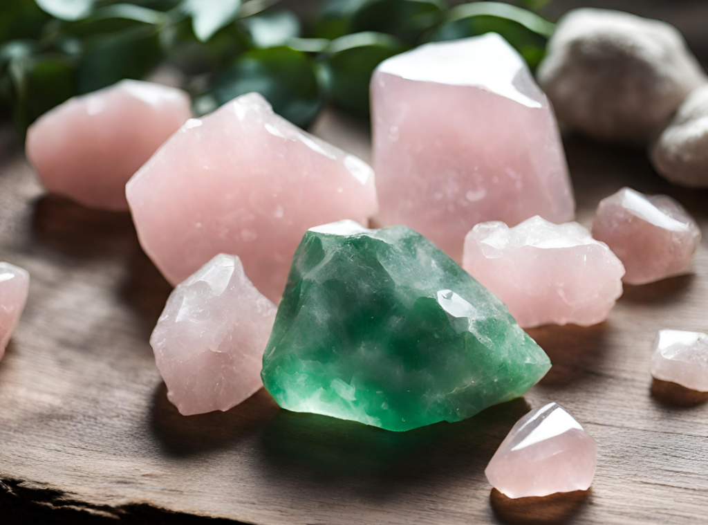 Rose quartz and green adventurine